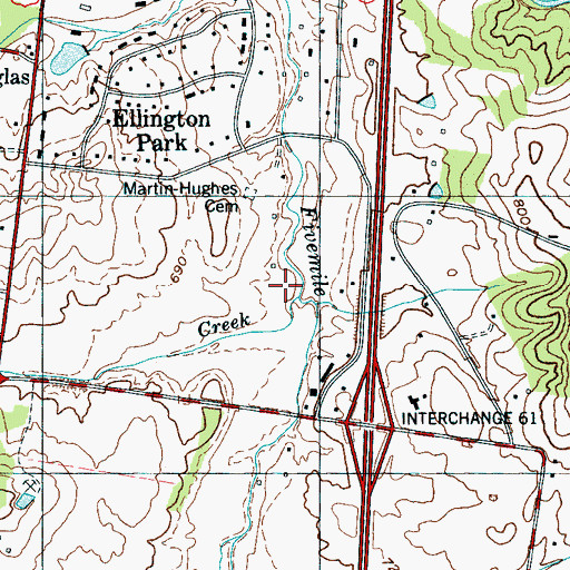 Topographic Map of Goose Creek, TN