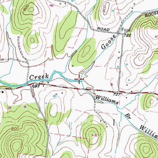 Topographic Map of Goose Creek, TN