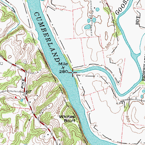 Topographic Map of Goose Creek, TN