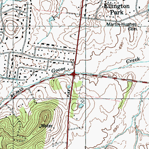Topographic Map of Goose Creek School, TN