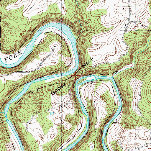 Topographic Map of Goose Neck, TN