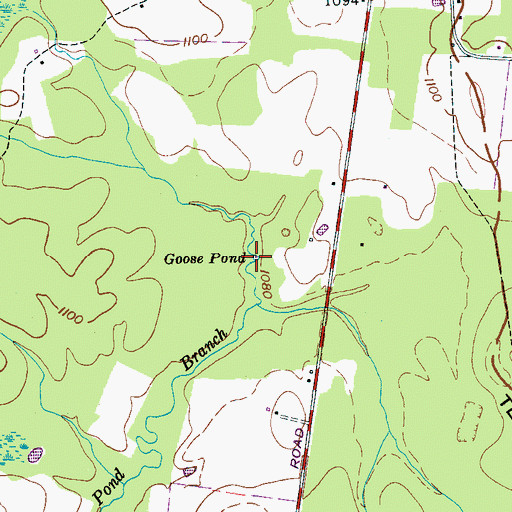 Topographic Map of Goose Pond, TN