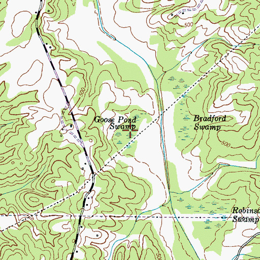 Topographic Map of Goose Pond Swamp, TN