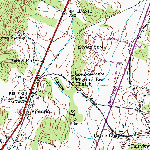 Topographic Map of Gordon Cemetery, TN