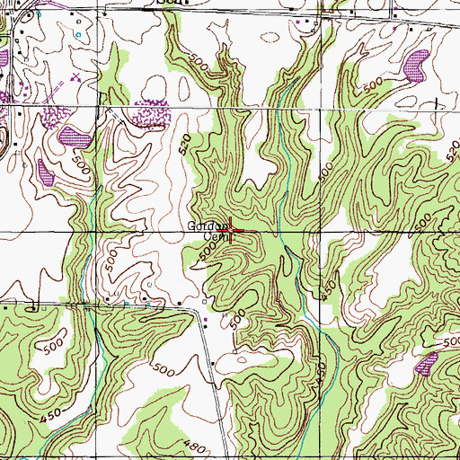 Topographic Map of Gordon Cemetery, TN