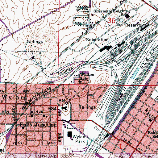 Topographic Map of Walton School, AL