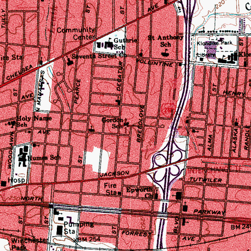 Topographic Map of Gordon School, TN