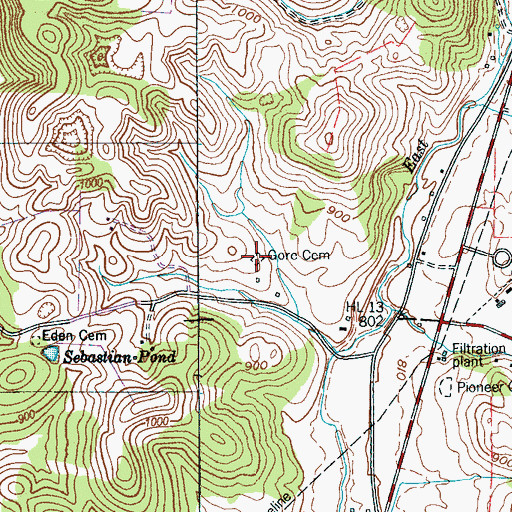 Topographic Map of Gore Cemetery, TN