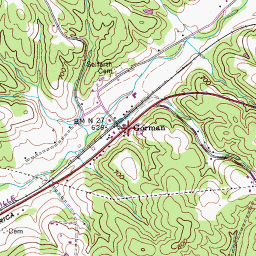 Topographic Map of Gorman, TN