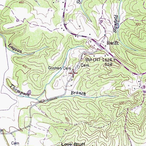 Topographic Map of Goshen Cemetery, TN