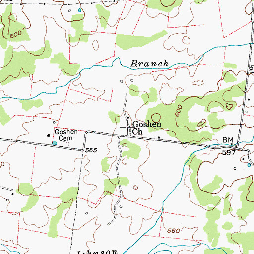 Topographic Map of Goshen Cemetery, TN