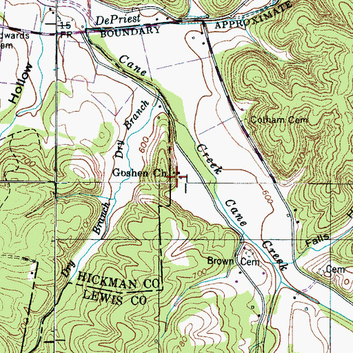 Topographic Map of Goshen Church, TN