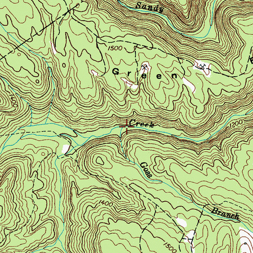 Topographic Map of Goss Branch, TN