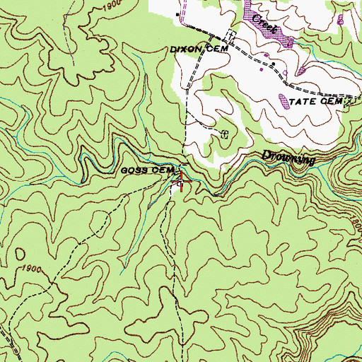 Topographic Map of Goss Cemetery, TN