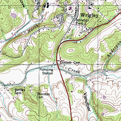 Topographic Map of Gossett Cemetery, TN