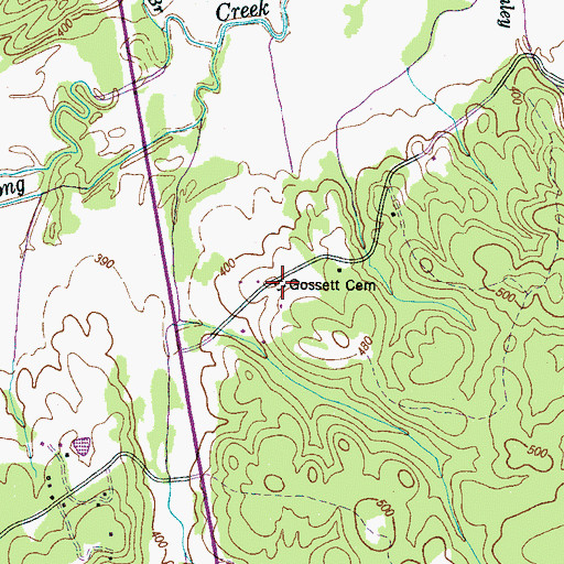 Topographic Map of Gossett Cemetery, TN