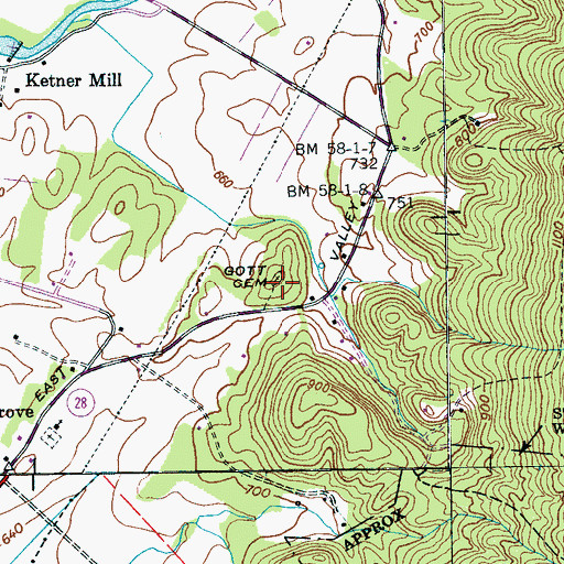 Topographic Map of Gott Cemetery, TN