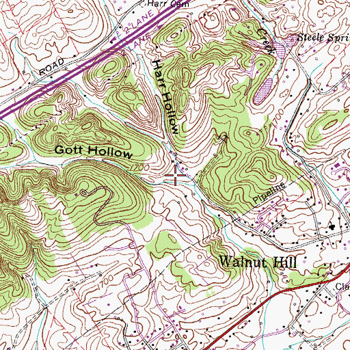 Topographic Map of Gott Hollow, TN