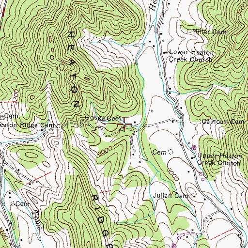 Topographic Map of Gouge Cemetery, TN