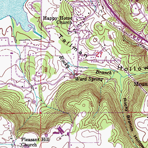 Topographic Map of Ward Spring, AL