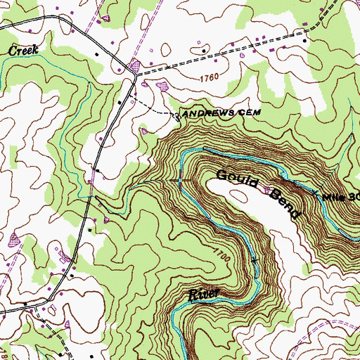 Topographic Map of Gould Creek, TN