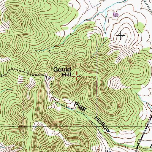 Topographic Map of Gould Hill, TN