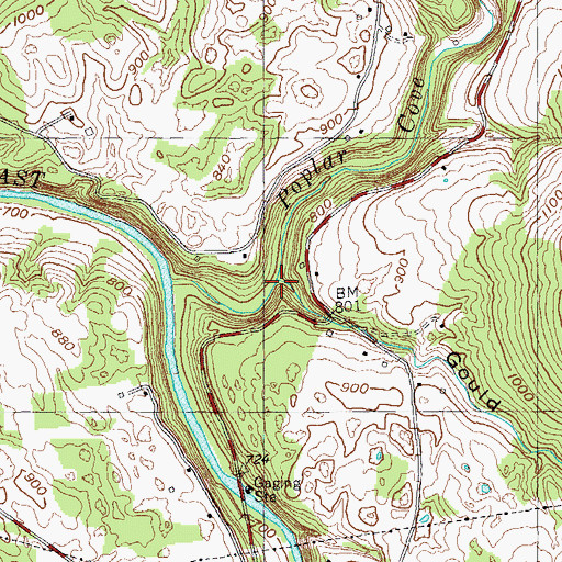 Topographic Map of Gould Hollow, TN