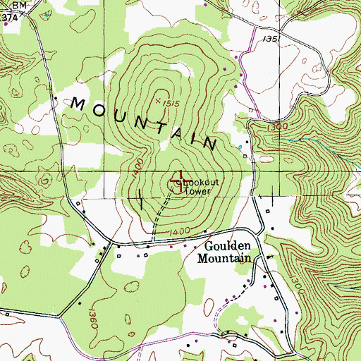 Topographic Map of Goulden Mountain, TN