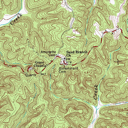 Topographic Map of Government Cemetery, TN