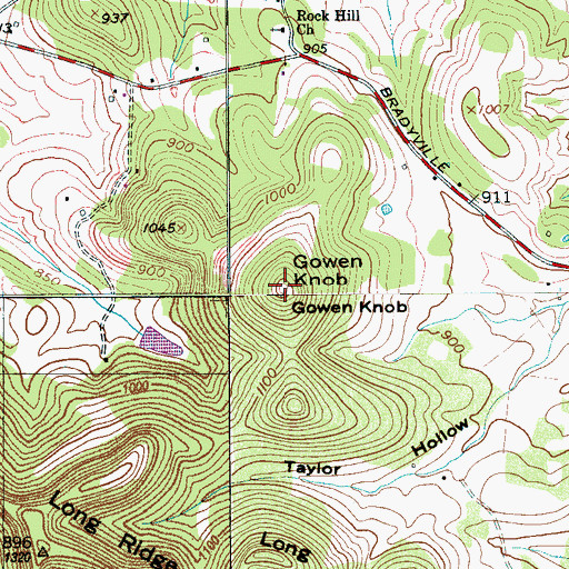 Topographic Map of Gowen Knob, TN