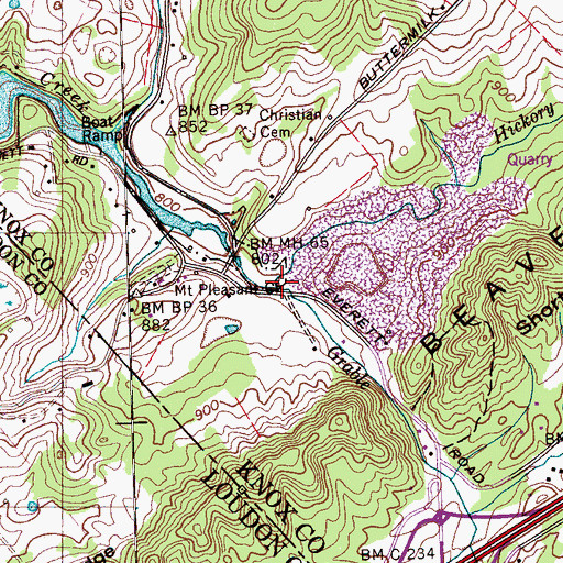 Topographic Map of Grable Branch, TN