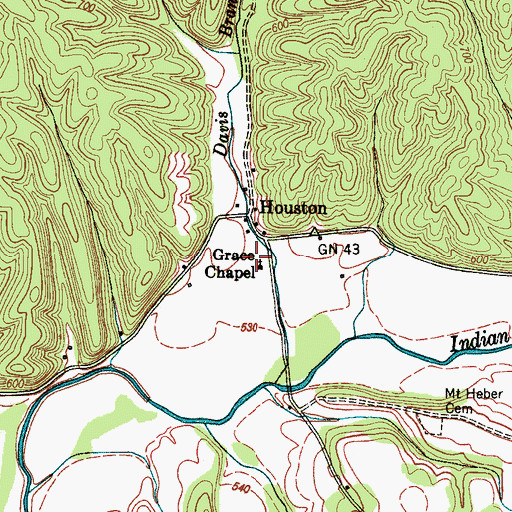 Topographic Map of Grace Chapel, TN