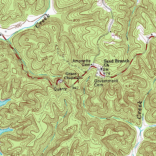 Topographic Map of Grace Chapel, TN