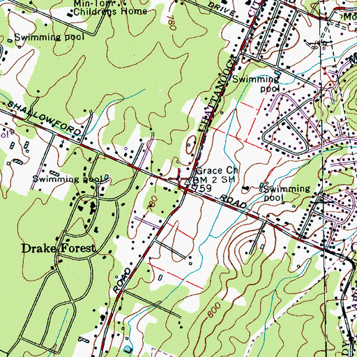 Topographic Map of Grace Church, TN