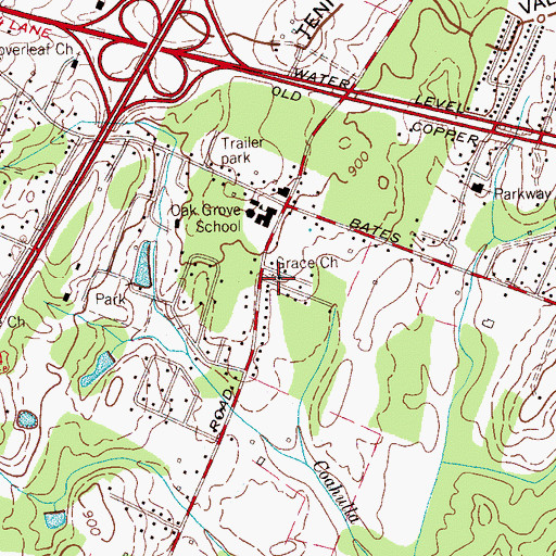 Topographic Map of Grace Baptist Church, TN