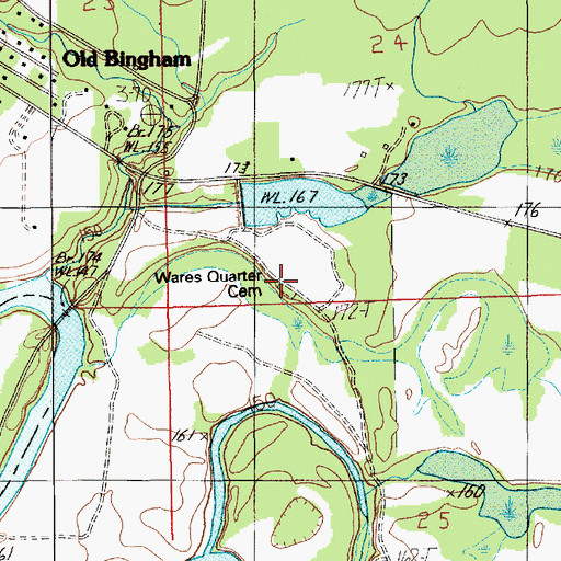 Topographic Map of Wares Quarter Cemetery, AL