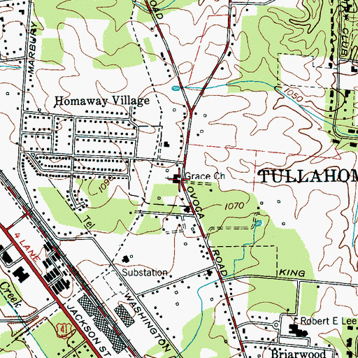 Topographic Map of Grace Church, TN