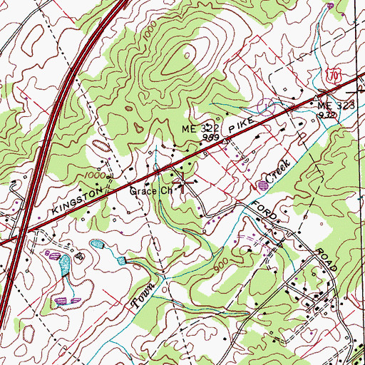 Topographic Map of Grace Church, TN