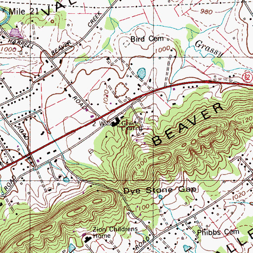 Topographic Map of Grace Church, TN