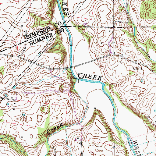 Topographic Map of Grace Creek, TN