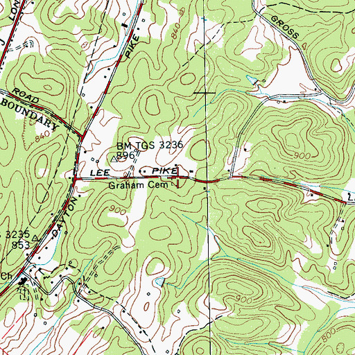 Topographic Map of Graham Cemetery, TN