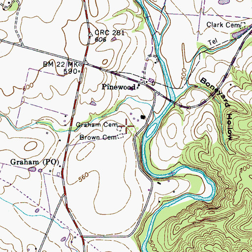 Topographic Map of Graham Cemetery, TN