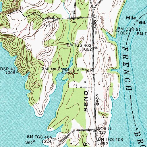 Topographic Map of Graham Chapel Cemetery, TN