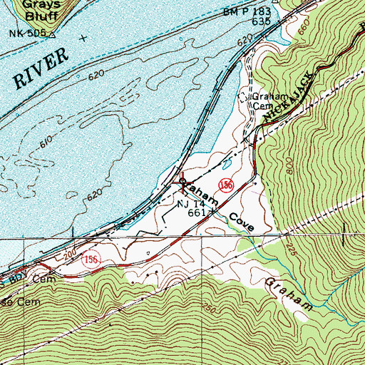 Topographic Map of Graham Cove, TN