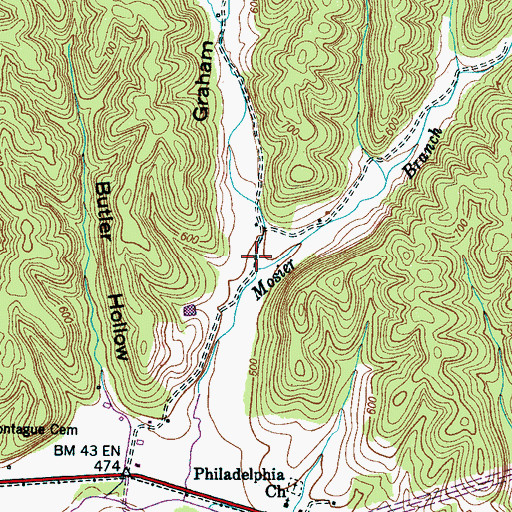Topographic Map of Graham Hollow, TN