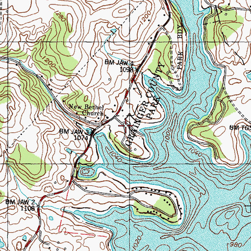 Topographic Map of Grainger County Park, TN