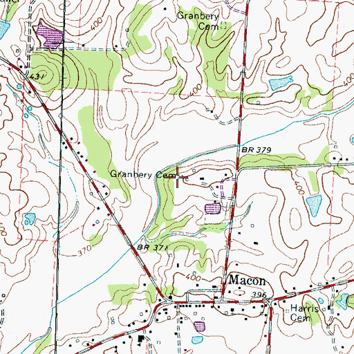 Topographic Map of Granbery Cemetery, TN