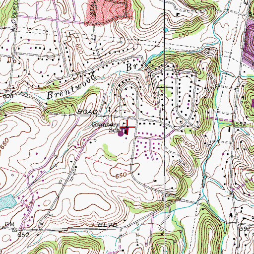 Topographic Map of Granbery School, TN