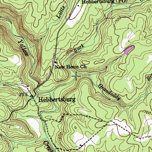 Topographic Map of Grandaddy Branch, TN