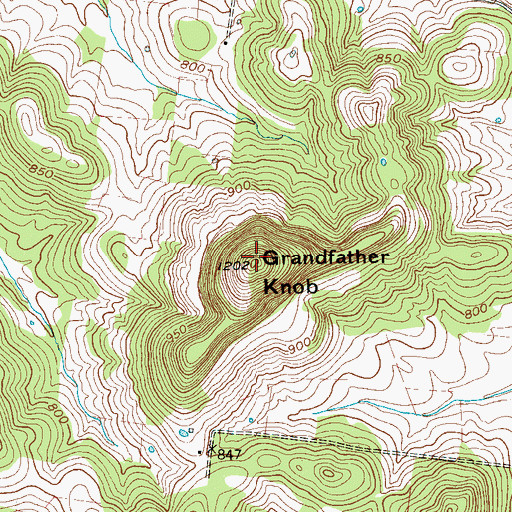Topographic Map of Grandfather Knob, TN